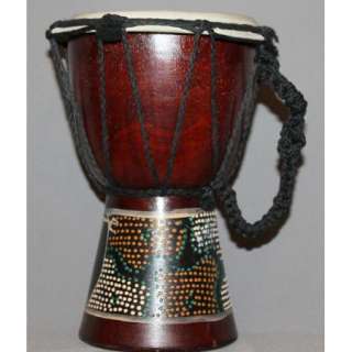 AFRICAN WOOD DJEMBE HANDPAINTED HANDCARVED DRUM LEATHER  