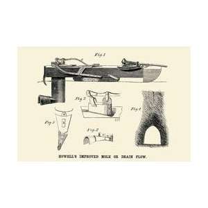  Howells Improved Mole or Drain Plow 12x18 Giclee on 