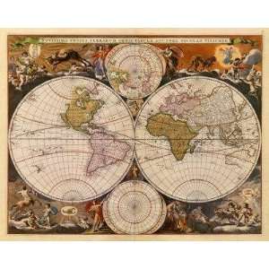  Nicholas Visscher   New World Map, 17th Century Canvas 