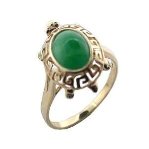 Green Jade Baby Turtle Ring, 14k Gold Jewelry