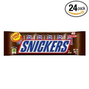 Snickers Chocolate Candy Fun Size, 3.4 Ounce (Pack of 24)