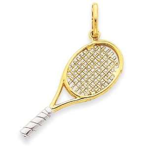 Tennis Racquet Pendant in 14k Two tone Gold