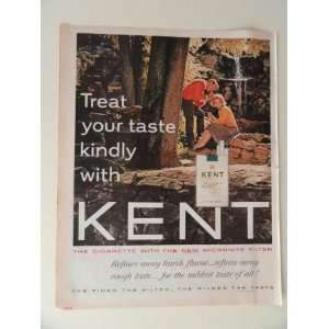 Kent Cigarettes. 1963 full page print ad(man/woman/water 