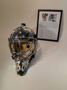 AMAZING Zac Bierk Game Used goal tender helmet Itech 961SE CUSTOM 