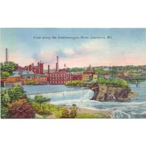   Vintage Postcard View along the Androscoggin River Lewiston Maine