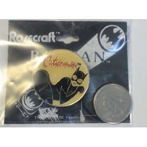  Vintage Enamel Button  Batman Catwoman 
