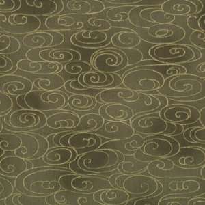  Lotus, Asian quilt fabric, by Timeless Treasure in olive 