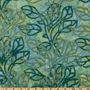  44 Wide Chop Chop Batik Large Leaves Green Fabric By The 