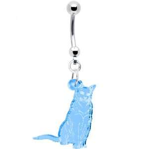    Light Blue Itty Bitty Burmese Kitty Cat Belly Ring Jewelry