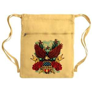 Messenger Bag Sack Pack Yellow Freedom Eagle Emblem with United States 