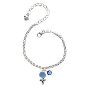  Blue Baby Rattle Silver Plated Brass Charm Bracelet with 
