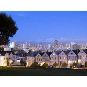 Victorian Houses with Skyline, San Francisco, California, USA 