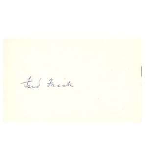 Ford Frick Autographed 3x5 Card 