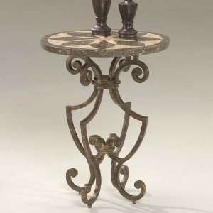 Fossil Stone Inlay Top Accent Table