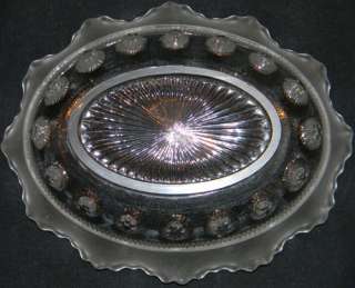 ANTIQUE 1900 SILVER PLATE HOLDER W GLASS RELISH DISH  