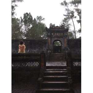  Tourist Photographing Dai Hong Mon, Minh Mang Tomb, Hue 