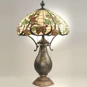   Byron Table Lamp, Antique Bronze and Art Glass Shade