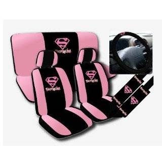 11pc Supergirl Super Girl Pink Logo Low Back Seat Covers with Head 