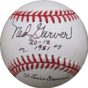  Ned Garver Autographed Baseball   with 20 12 1951 