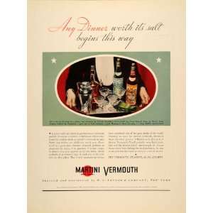  1934 Ad Martini Rossi Vermouth Dinner Drinks Bottles 
