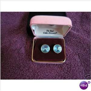  Light Blue Circle Cubic Zirconia Earrings & Gift Box 