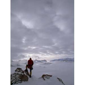  Mountaineer Overlooks Cappellari Glacier from Mount 