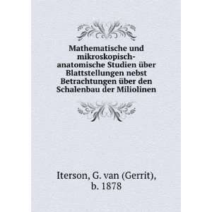   den Schalenbau der Miliolinen G. van (Gerrit), b. 1878 Iterson Books