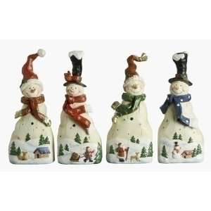  Pack of 8 Wood Works Scenic Christmas Snowman Figures 
