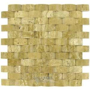  1 x 2 pillowed tile in polished light travertine 12 x 