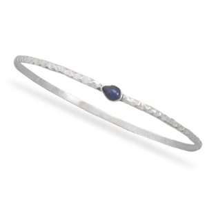    Hammered Sterling Silver Bangle Bracelet with Lapis Jewelry