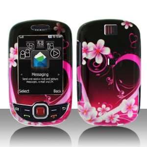  Purple Pink Heart with Flower Snap on Hard Skin Shell 