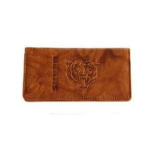  Chicago Bears Brown Leather Checkbook Cover with Embossed 