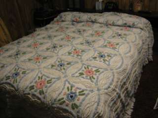 NEW Queen 100% Cotton Chenille Bedspread Victoria Rose  