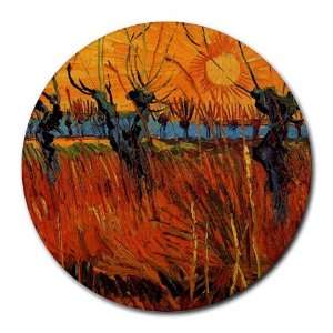  Willows at Sunset By Vincent Van Gogh Round Mouse Pad 