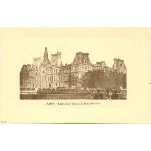 1910 Vintage Postcard Hotel de Ville and Pont dArcole   Paris France