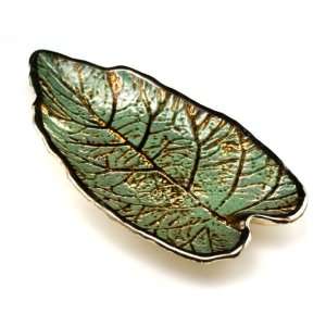 Arda Mulberry Leaf 4 Inch By 7 Inch Leaf Dish, Silver Turquoise Silver 