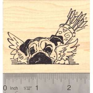   Valentines Day Pug Dog as Cupid Rubber Stamp Arts, Crafts & Sewing