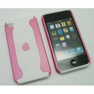  iPhone 4 4G 4S Dual 2 Tone Pink / White Hard Back Case Cover + Free 
