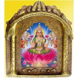 Goddess Laxmi Giving Blessings & Showering Money, Religious Poster 