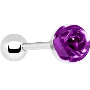  Floating Purple Rose Barbell Tongue Ring Jewelry
