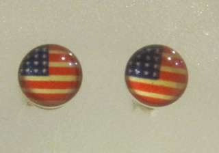 92 5 sterling silver american flag studs backs butterfly post 10 mm 