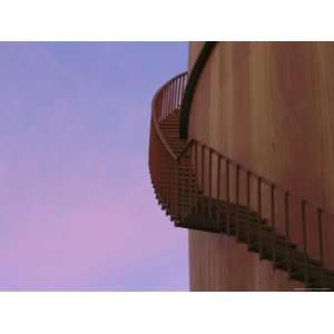 Twilight View of Stairs Ascending the Side of a Building Stretched 