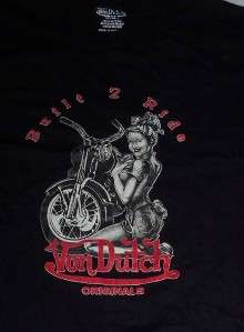 Designer VON DUTCH Motorcycle BORN 2 RIDE Black Shirt  