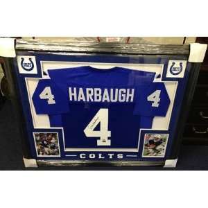  Jim Harbaugh Autographed Uniform   Colts Framed PSA COA 