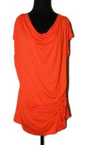 Valerie Bertinelli Top Sz XL Fluid Knit Rayon Side Ruched Bright Red 