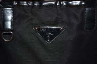 PRADA NEW NWT Nylon Tote Shopper Snap Black Handbag Bag Leather Trim 