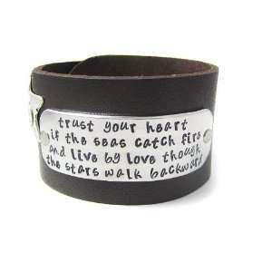    Leather Cuff Bracelet   Handstamped   Trust Your Heart Jewelry