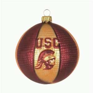   USC Trojans 2 5/8 Collegiate Glass Basketball Holiday Ornament   NCAA