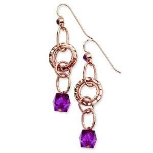  Rose Tone Dark Purple Crystal Bead Multi Circle Dangle 