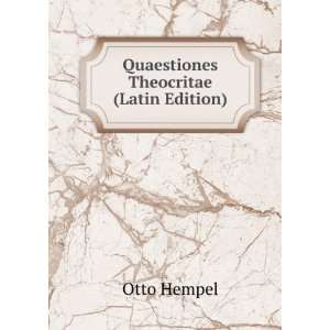  Quaestiones Theocritae (Latin Edition) Otto Hempel Books